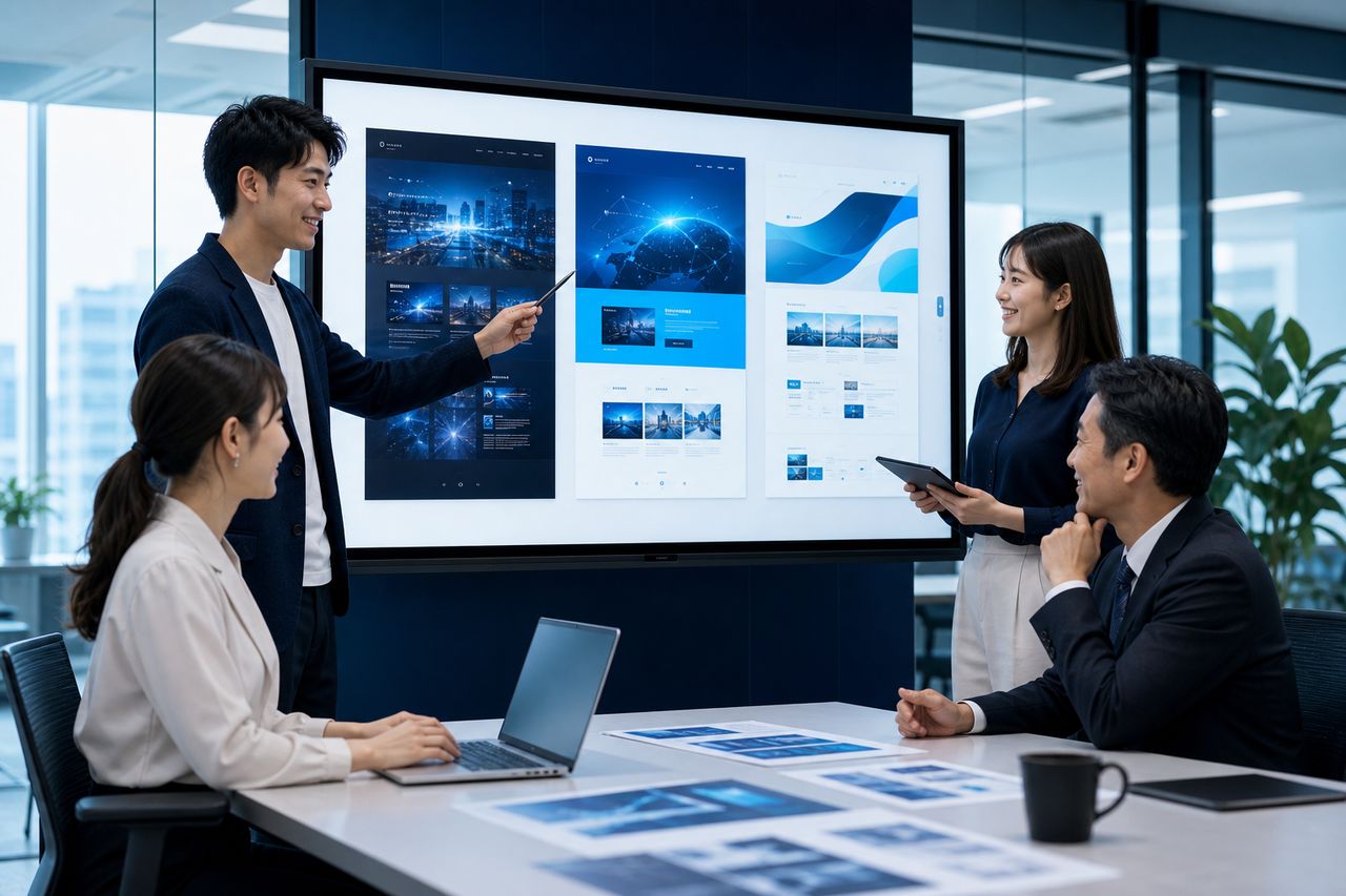 お客様と一緒にサイト案を見ながら決めていくイメージ